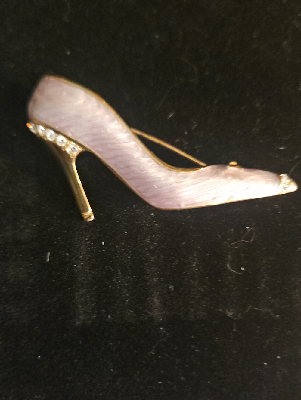 Lavender Enamel Stiletto Brooch with Gold and Crystal Accents
